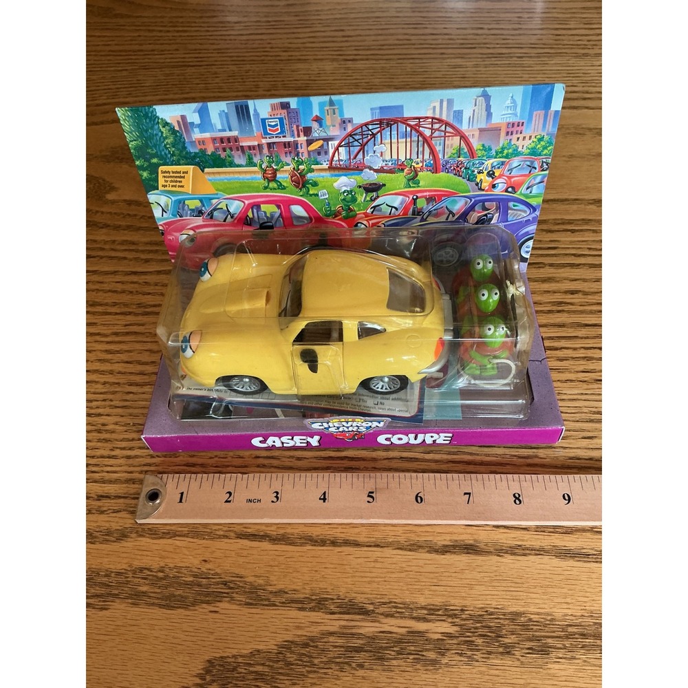Chevron Cars Casey Coupe Yellow Collectible Toy Car with Turtles 1999 NIB